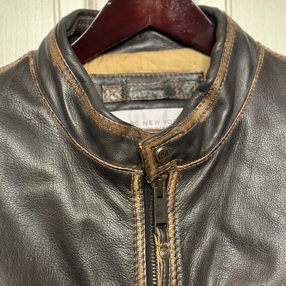 Marc New York Andrew Marc Distressed Heavy Moto Leather Jacket Mens Size XL - Picture 6 of 16